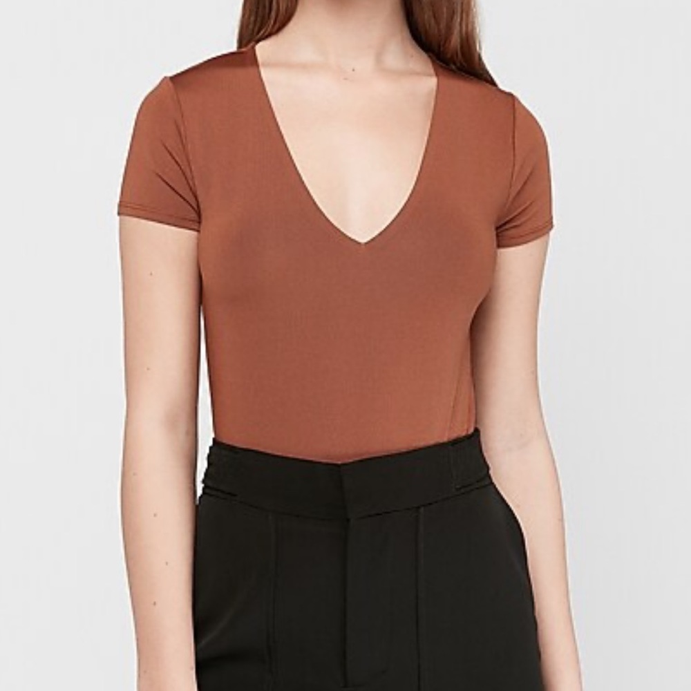 Express V Neck Short Sleeve Thing Bodysuit